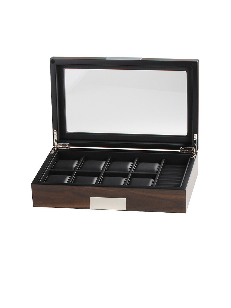 LuxTech Uhrenbox LT-2381-10W für 8 Uhren + Manschettenknöpfe