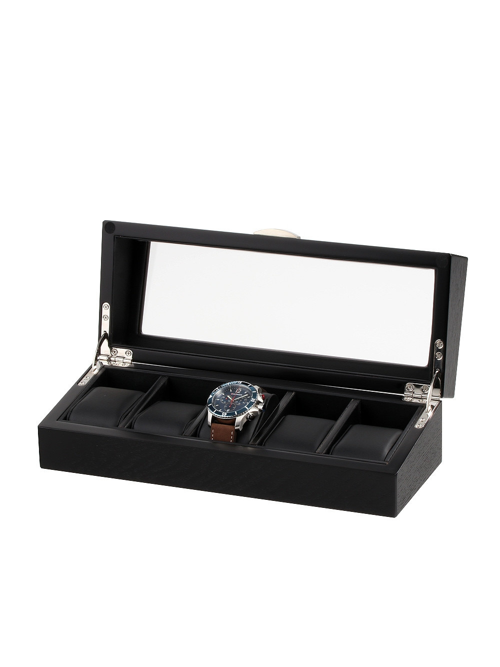 LuxTech Uhrenbox LT-2375-5OAK für 5 Uhren schwarz