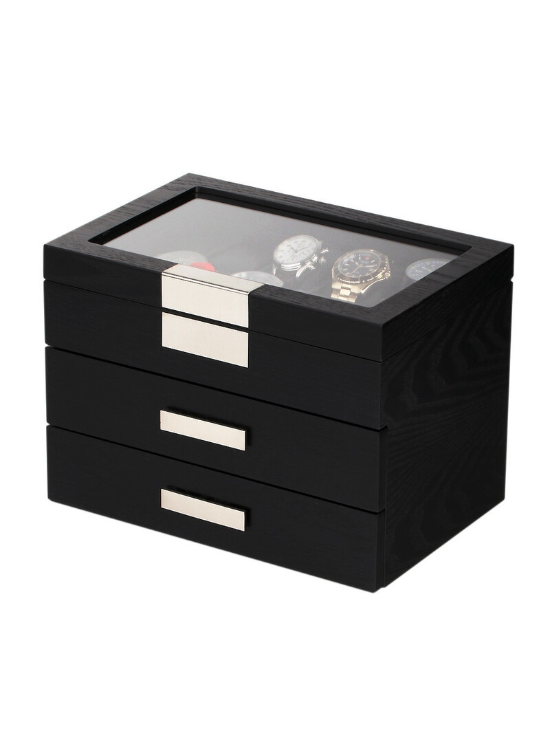LuxTech Uhrenbox LT-2350-30BL für 30 Uhren black