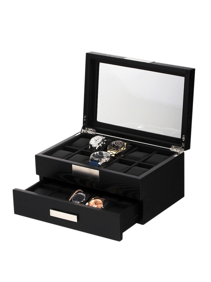 LuxTech Uhrenbox LT-2350-20BL für 20 Uhren black