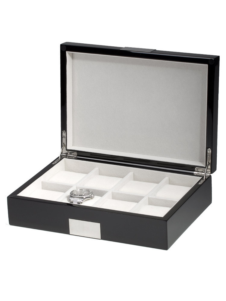 LuxTech Uhrenbox LT-2022-8BL für 8 Uhren black
