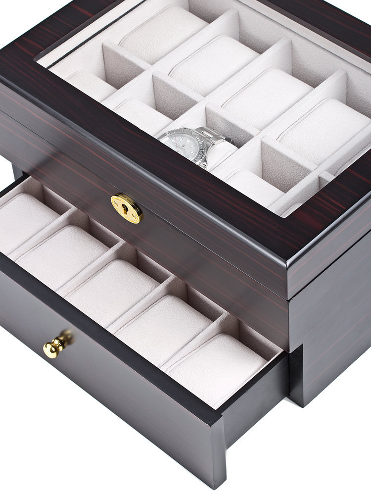 LuxTech Uhrenbox LT-1672-20E für 20 Uhren ebon