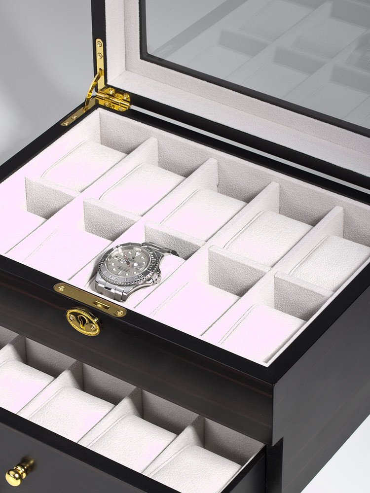 LuxTech Uhrenbox LT-1672-20E für 20 Uhren ebon