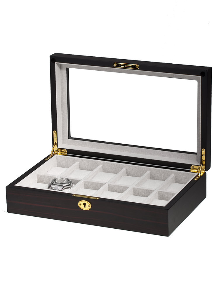 LuxTech Uhrenbox LT-1087-12E für 12 Uhren ebony