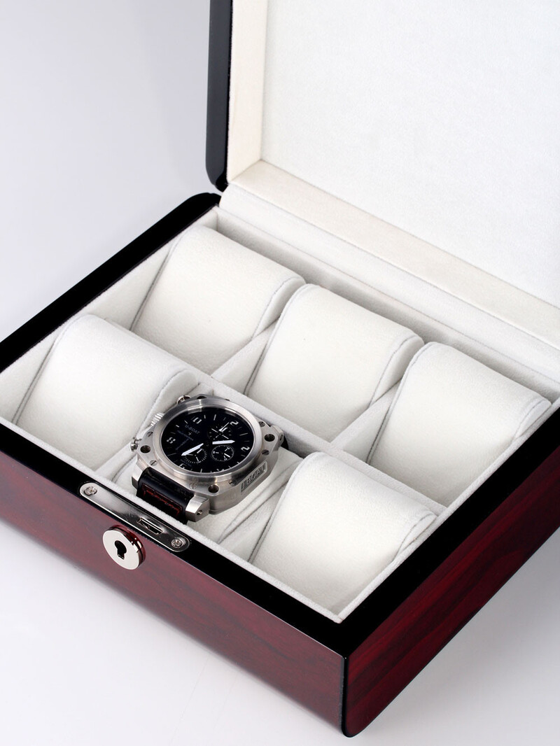 LuxTech  Uhrenbox LT-2267-6-C für 6 Uhren cherry