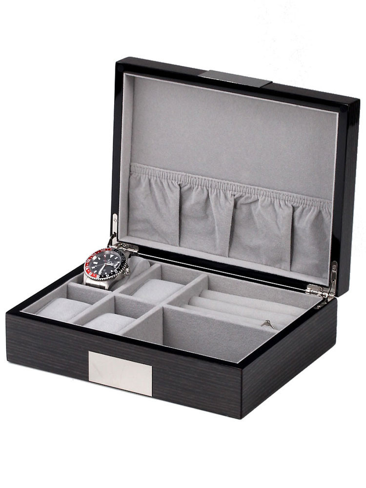 LuxTech  Uhren- Schmuckkasten LT-2272-6 für 4 Uhren +2 Fächer