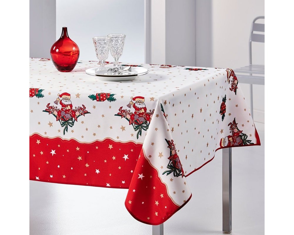 Christmas Tablecloth Santa 145x200 cm - Polyester - Rectangle