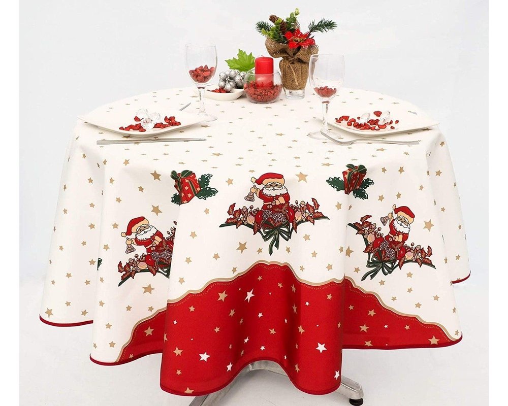 Afleiden Karakteriseren bereiden Rond Kerst tafelkleed Kerstman 160 cm - Polyester - Rond - Protecttable.com