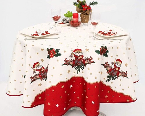Around Christmas tablecloth Santa 160 cm