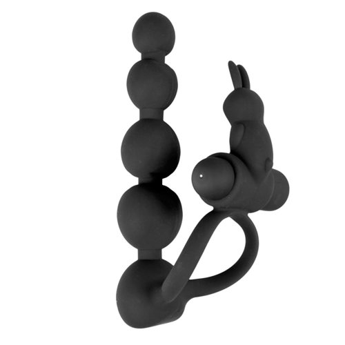 Easytoys Couples Collection Triple Pleasure Cockring Met Anaalkralen En Stimulator - Zwart Easytoys Couples Collection Triple Pleasure Cockring Met Anaalkralen En Stimulator - Zwart