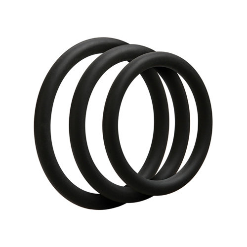Doc Johnson Set van 3 siliconen cockrings - Zwart Doc Johnson Set van 3 siliconen cockrings - Zwart