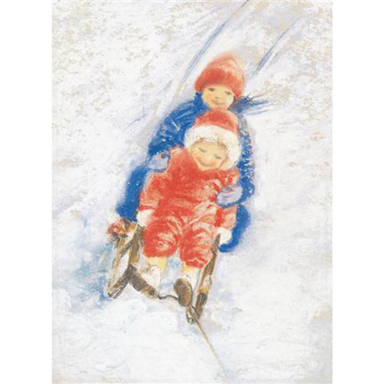 Marjan van Zeyl Marjan van Zeyl postcard Riding a sled