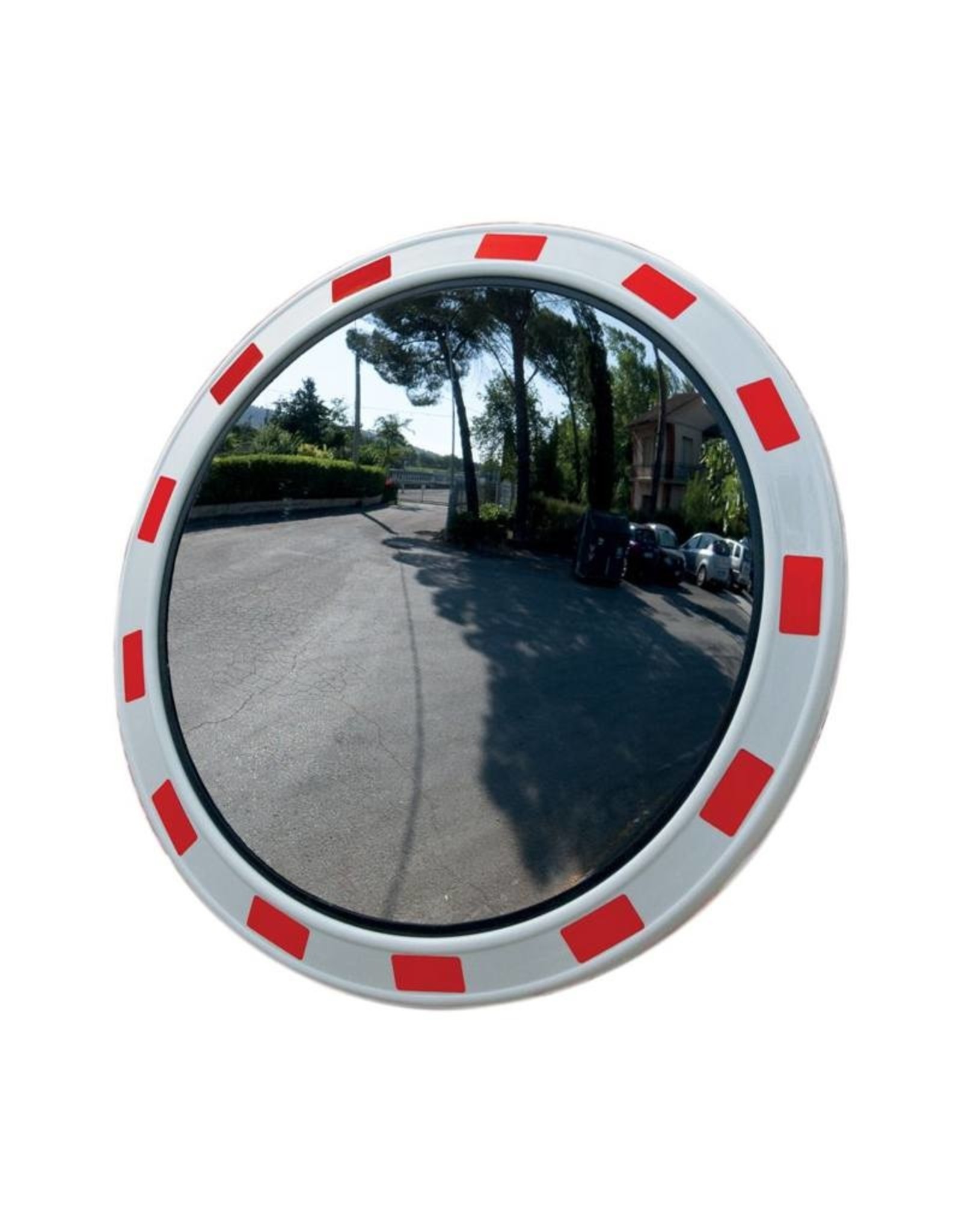 Relaxdays verkeersspiegel 60 cm, weerbestendig, voor binnen & buiten, met houder, ronde veiligheidsspiegel, rood Relaxdays verkeersspiegel 60 cm, weerbestendig, voor binnen & buiten, met houder, ronde veiligheidsspiegel, rood