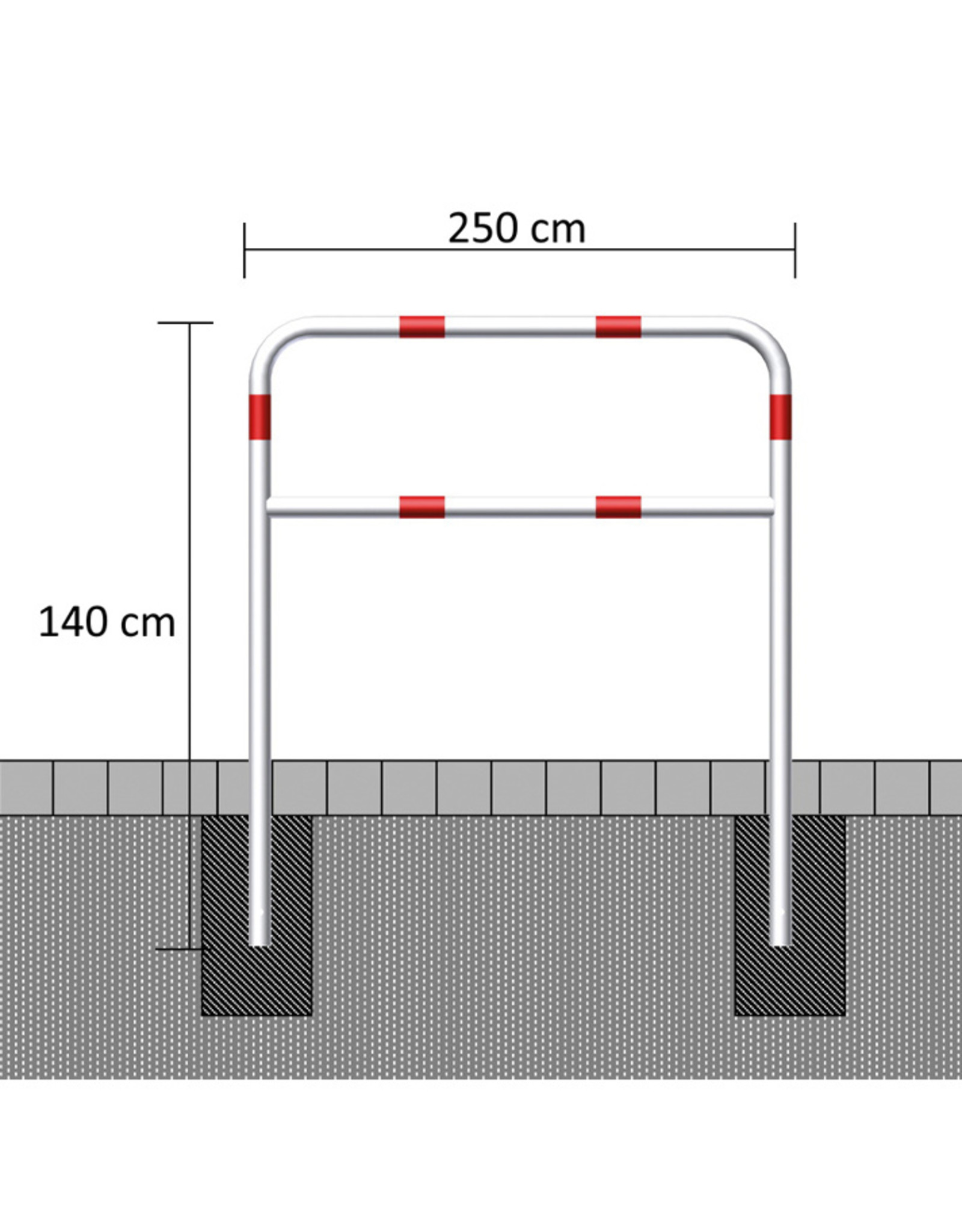 Ri-Traffic | Fietssluis Staal, Rood-Wit, 250 cm x 140 cm (LANG/GROOT)