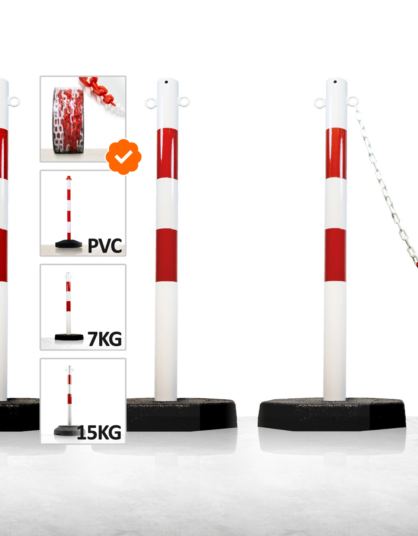 Ri-Traffic | Kettingpalen Set 6 stuks & 12 stuks (ROOD - WIT)