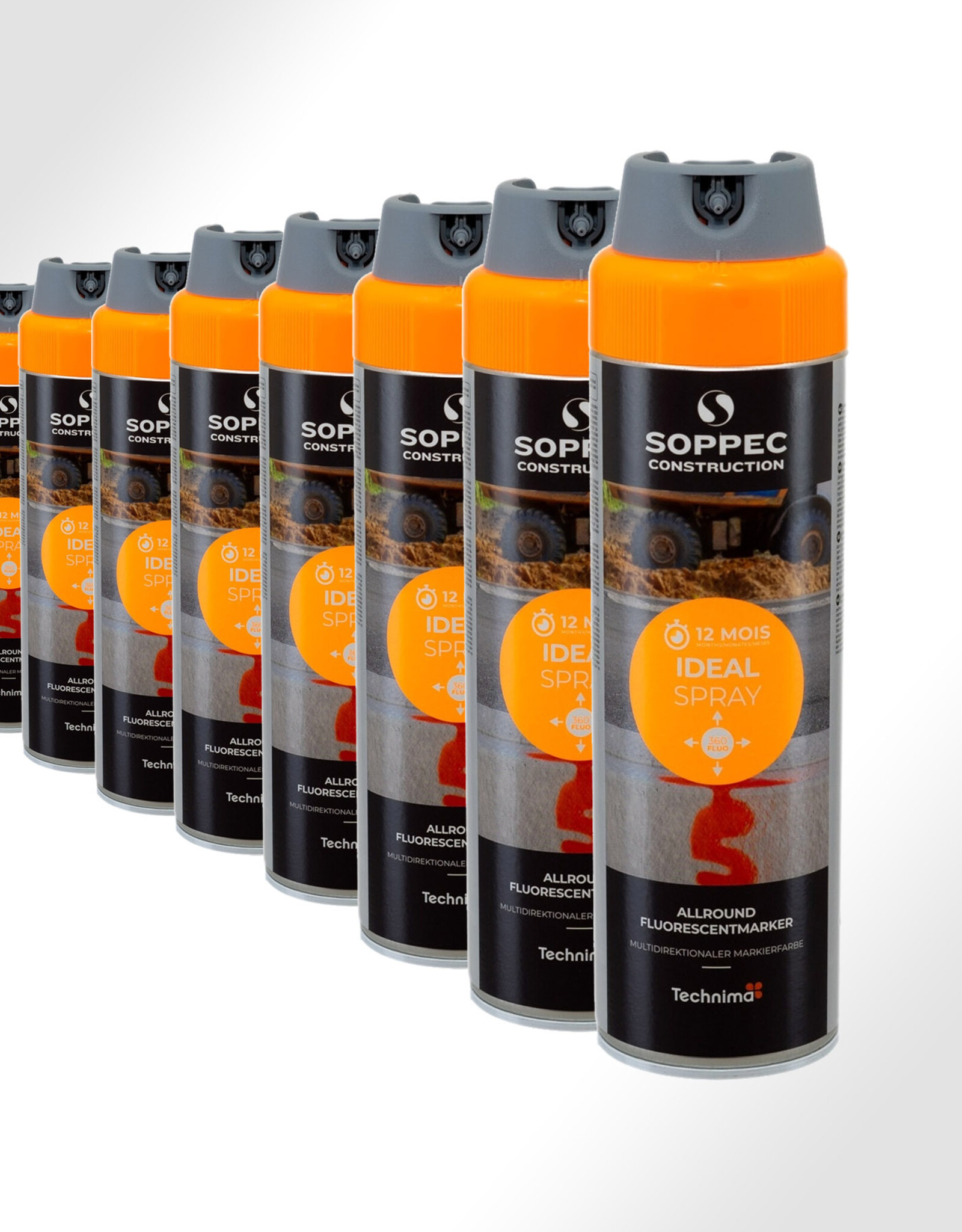 SOPPEC | Markeringsspray 500ml ORANJE (Fluoriserend Wegenverf Spuitspray Markeringsspray)