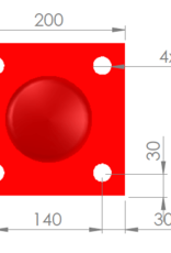 Ri-Traffic | Rampaal 150cm / 100cm x 114mm, ROOD-WIT (Voetplaat of Beton Installatie)