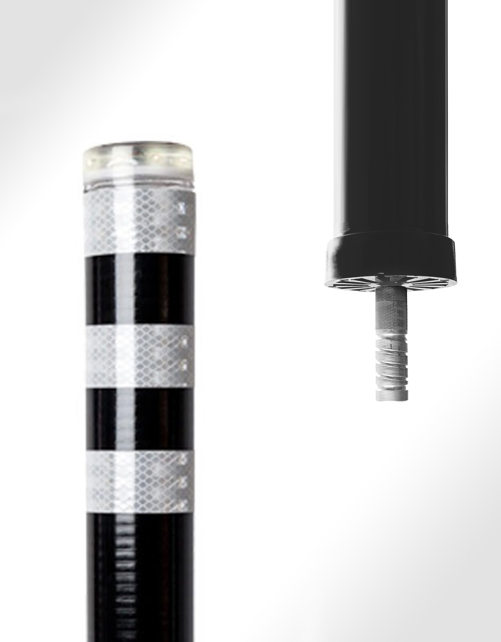 FlexLED Flexibele Zwarte Afzetpaal 80cm met LED-verlichting en Reflectie WIT (FlexLED)