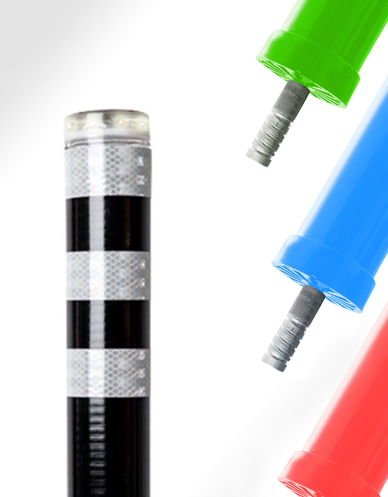 FlexLED Flexibele Zwarte Afzetpaal 80cm met LED-verlichting en Reflectie WIT (FlexLED)