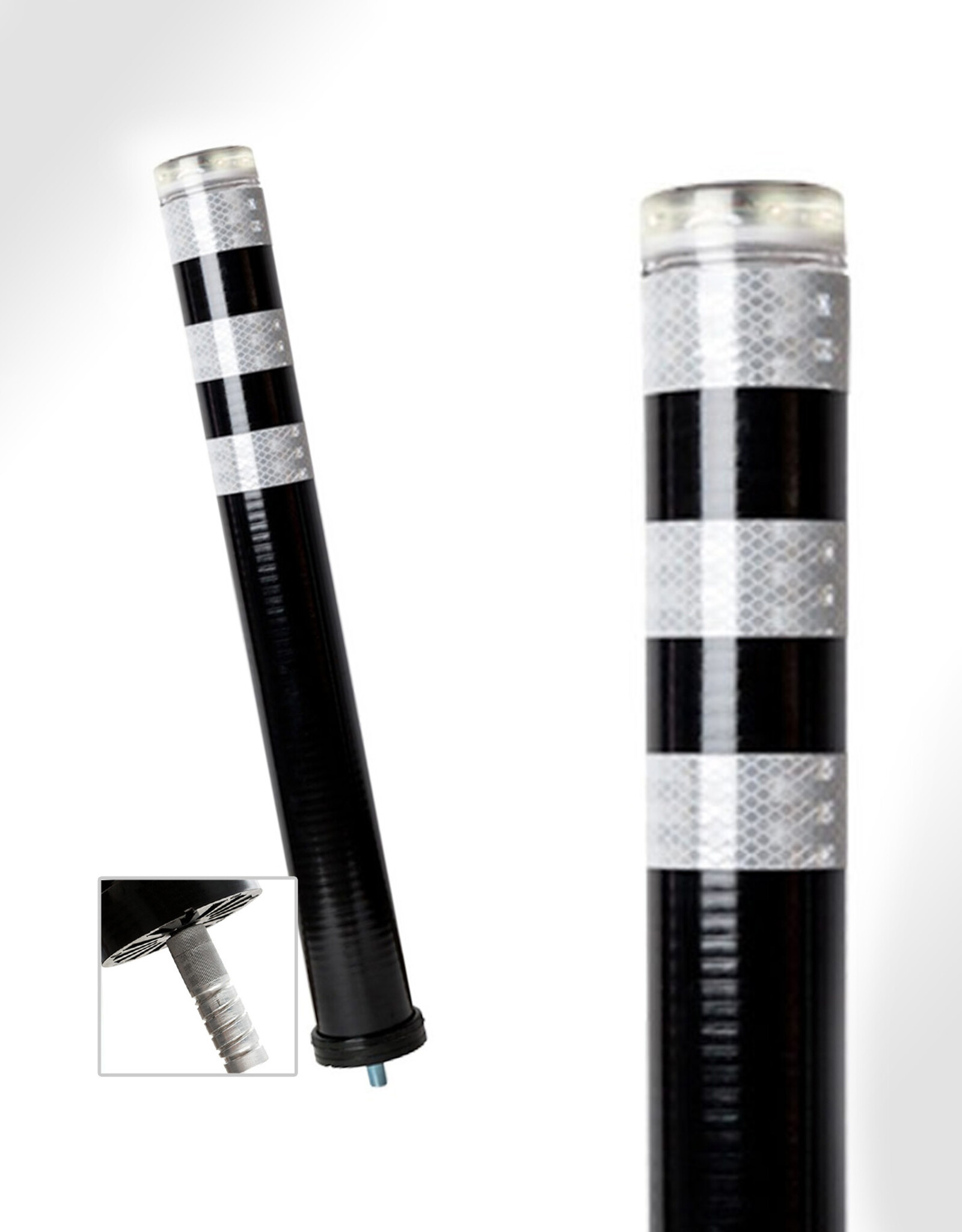 FlexLED Flexibele Zwarte Afzetpaal 80cm met LED-verlichting en Reflectie WIT (FlexLED)