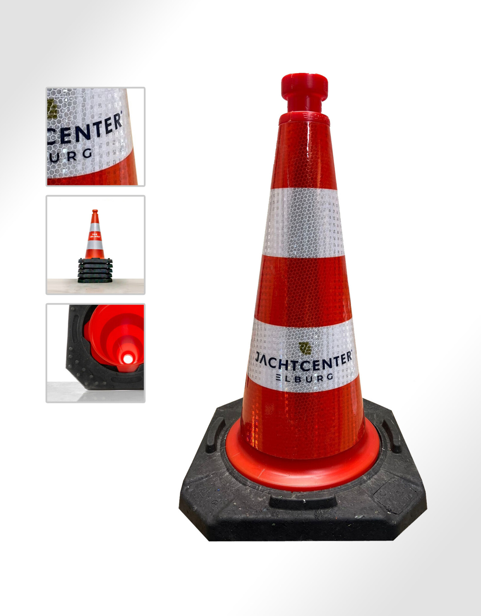 Verkeerswinkel | Verkeerskegel 50cm, Reflecterend Folie, Klasse 3 + Bedrijfslogo, 25 Stuks Actieprijs