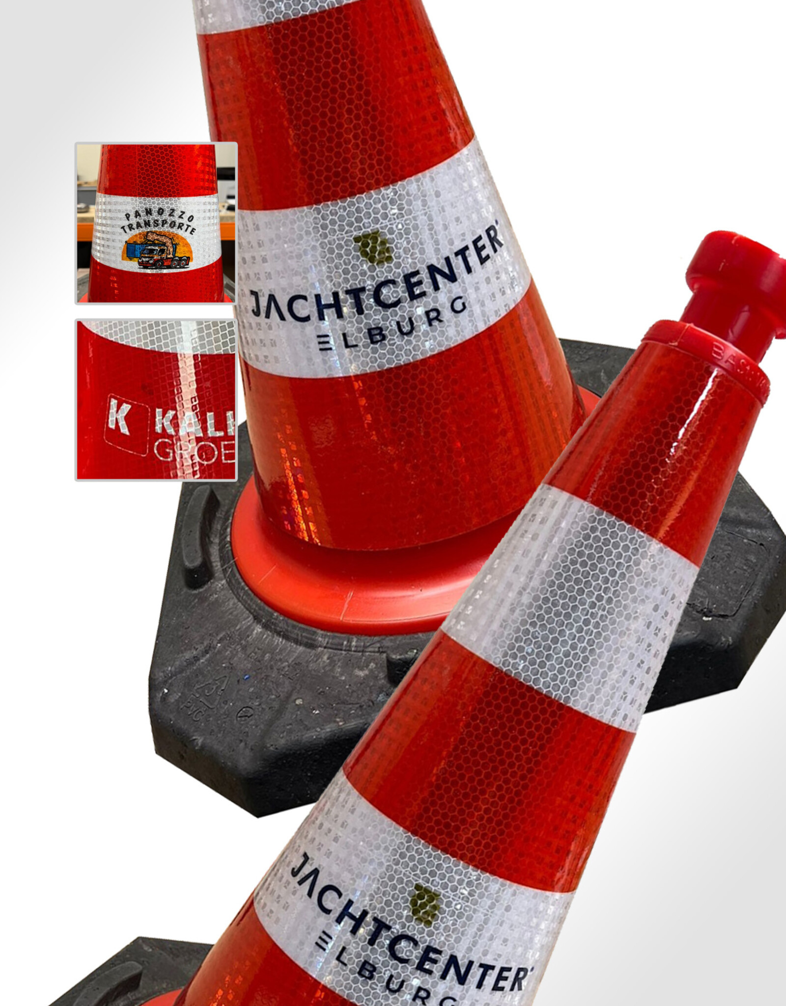 Verkeerswinkel | Verkeerskegel 50cm, Reflecterend Folie, Klasse 3 + Bedrijfslogo, 25 Stuks Actieprijs