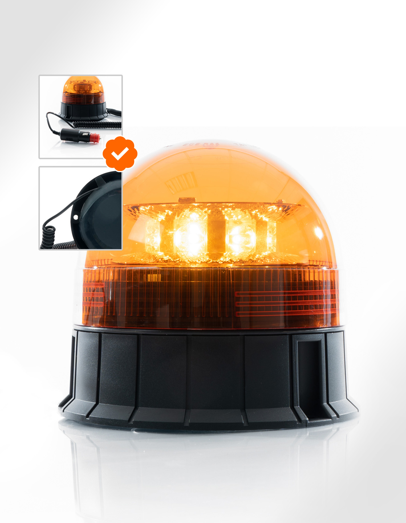 LED Zwaailicht Oranje | Magneet-/Zuignapmontage | R65 Amber