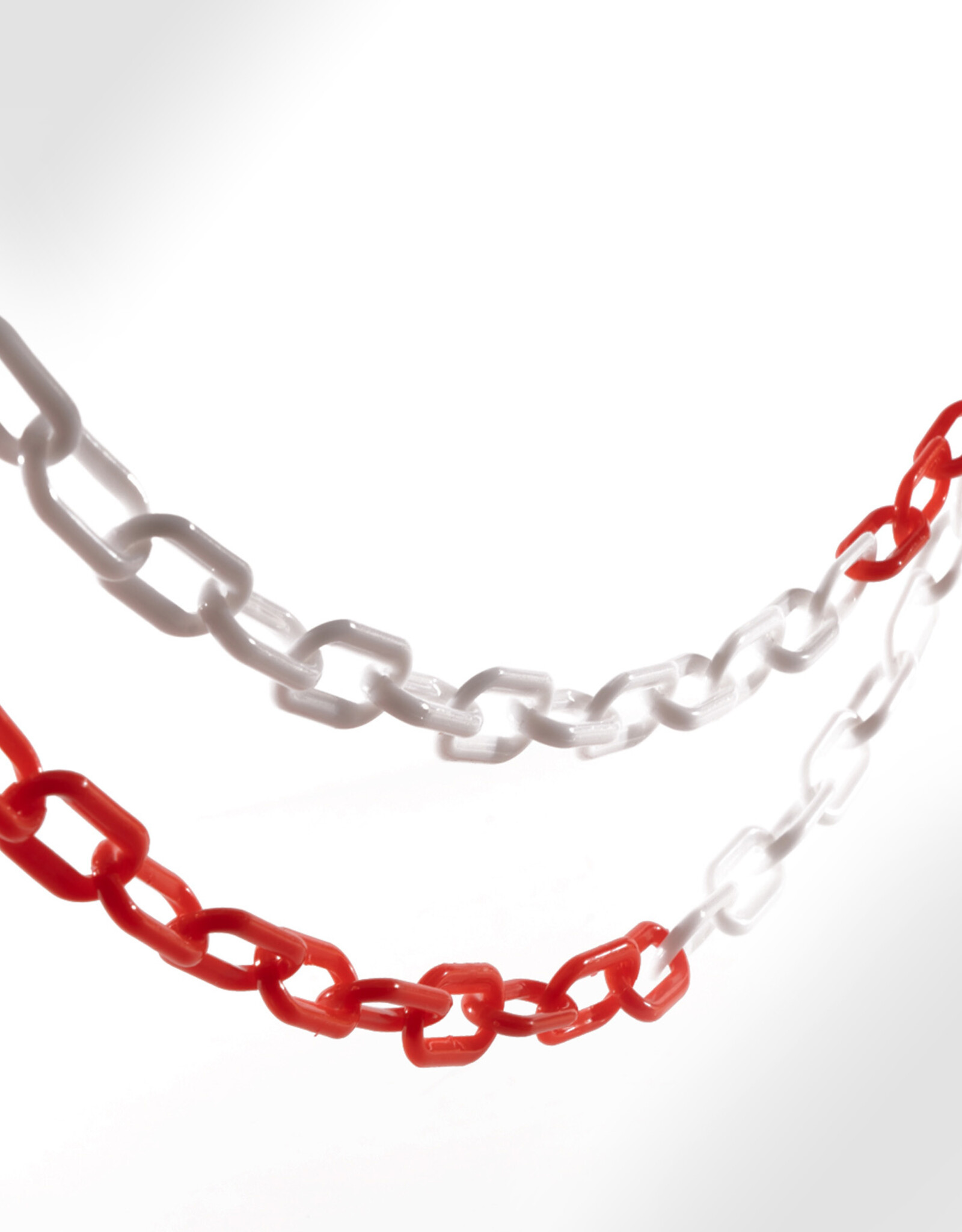 Verkeerswinkel | Kunststof Afzet Ketting,  1 tot 15 m,  Wit / Rood