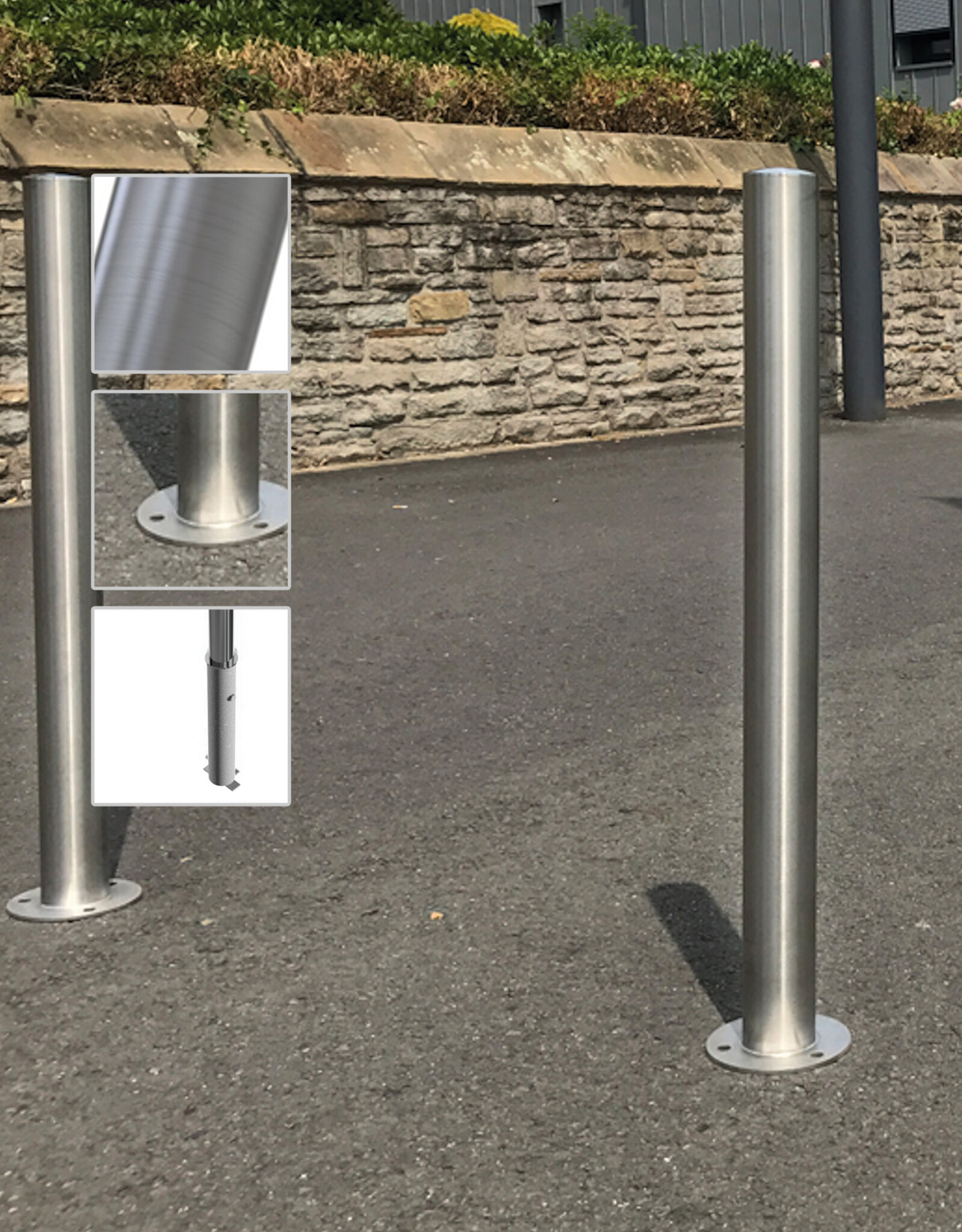 Ri-Traffic | Luxe RVS Rampalen (90cm x 6cm), Anti-Parkeerpaal / Inrijden