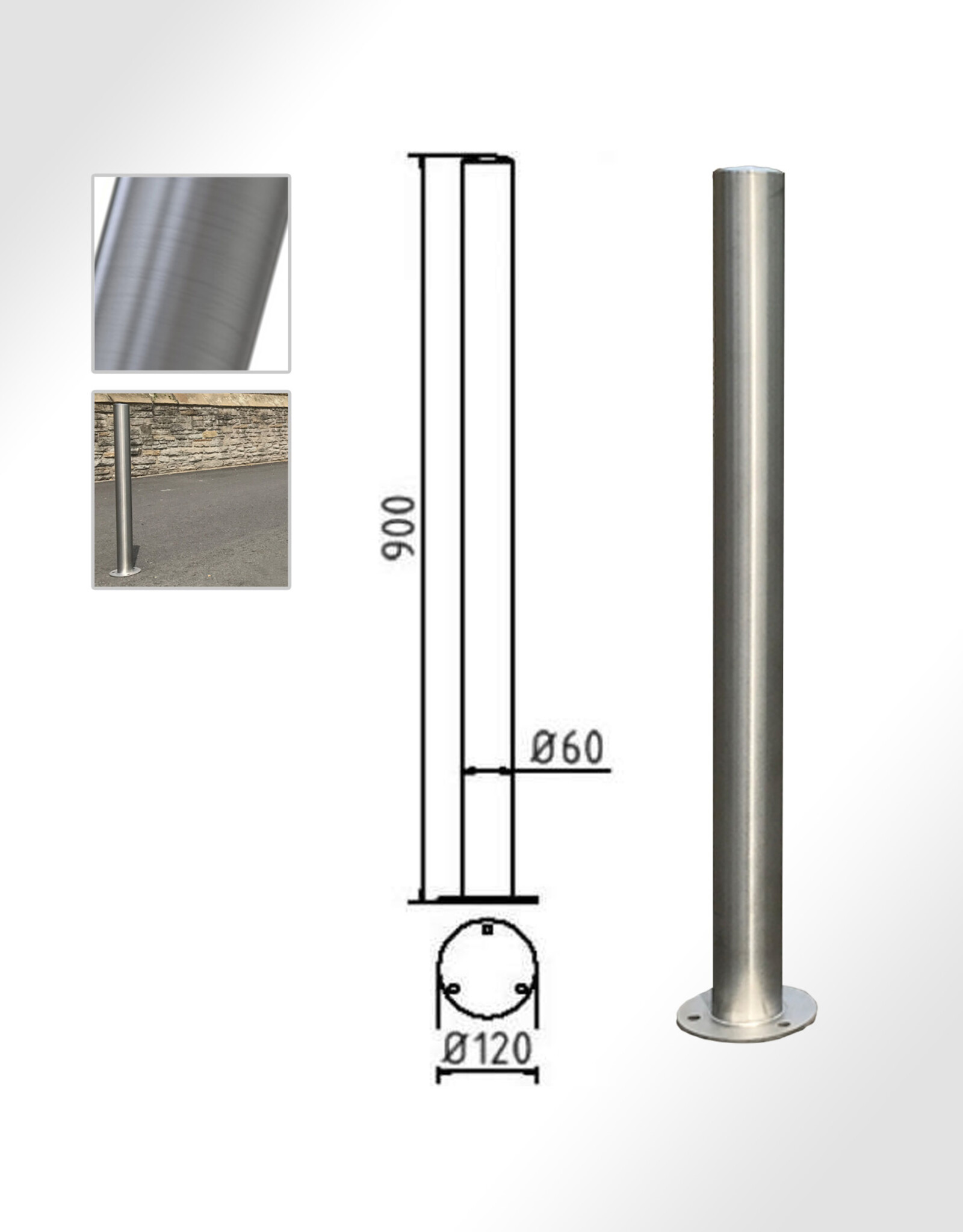 Ri-Traffic | Luxe RVS Rampalen (90cm x 6cm), Anti-Parkeerpaal / Inrijden