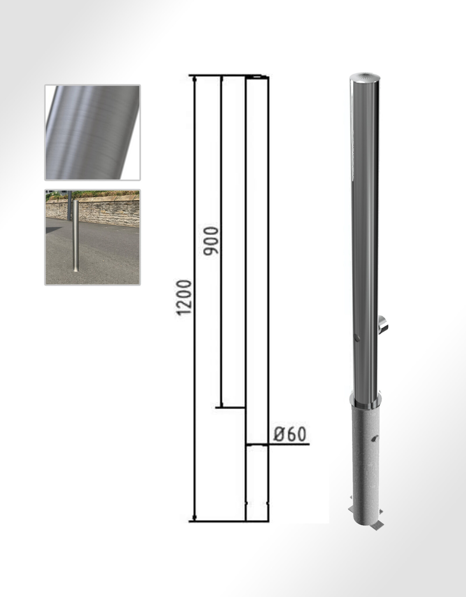 Ri-Traffic | Luxe RVS Rampalen (90cm x 6cm), Anti-Parkeerpaal / Inrijden