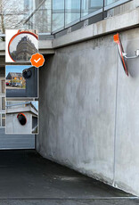 Ri-Traffic Verkeersspiegel met Zonneklep (RVS) en Oranje Behuizing