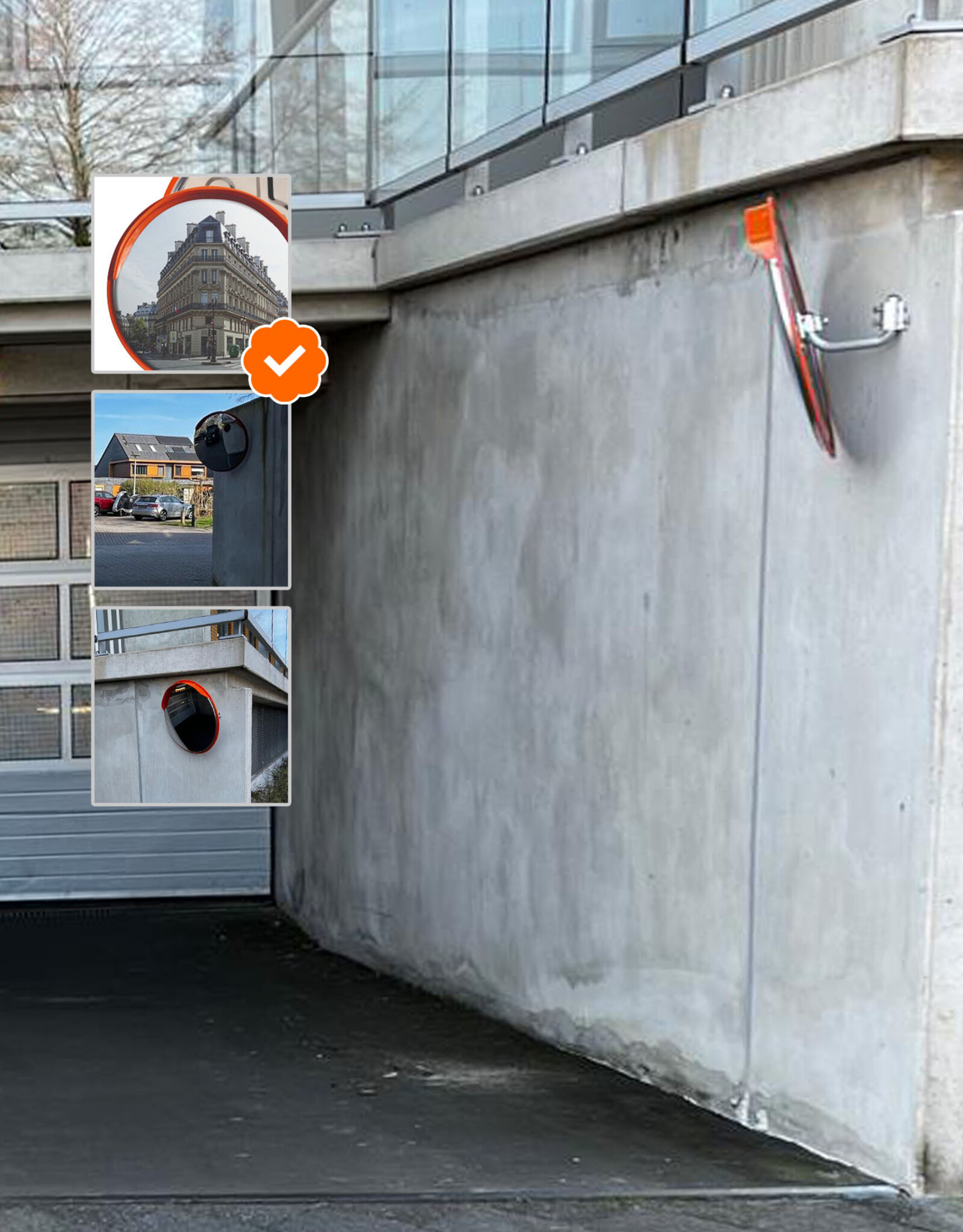 Ri-Traffic Verkeersspiegel met Zonneklep (RVS) en Oranje Behuizing