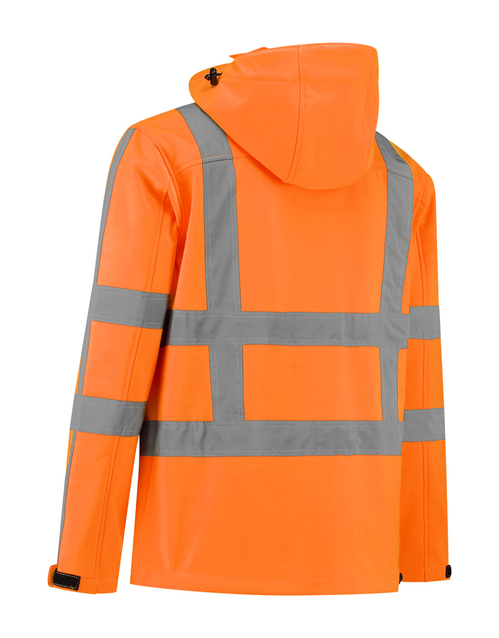 Verkeerswinkel RWS Softshell Jas ORANJE met Capuchon & Reflecterende Strepen