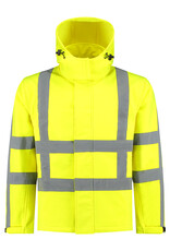 Verkeerswinkel RWS Softshell Jas GEEL met Capuchon & Reflecterende Strepen