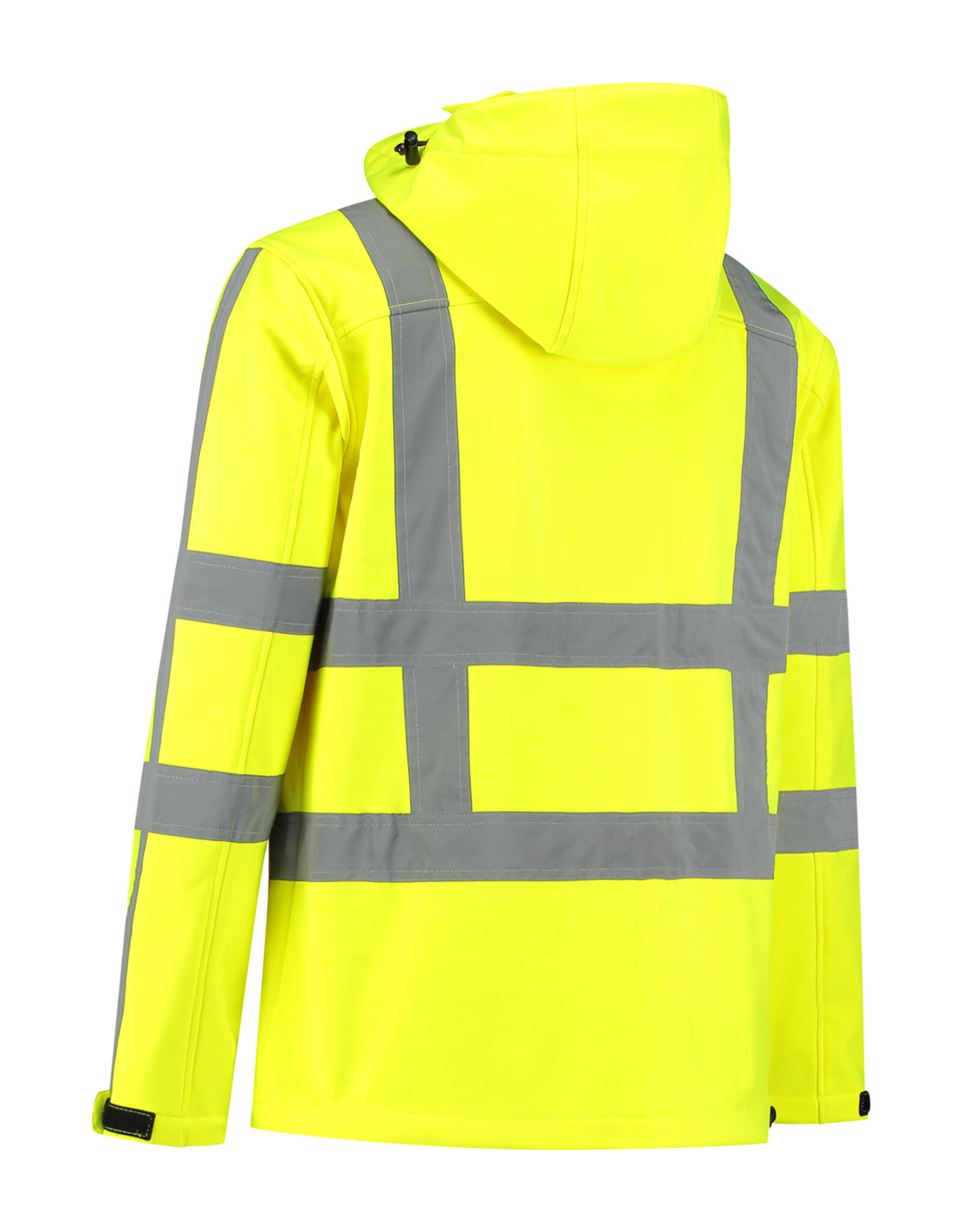 Verkeerswinkel RWS Softshell Jas GEEL met Capuchon & Reflecterende Strepen
