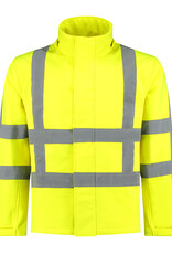 Verkeerswinkel RWS Softshell Jas GEEL met Capuchon & Reflecterende Strepen