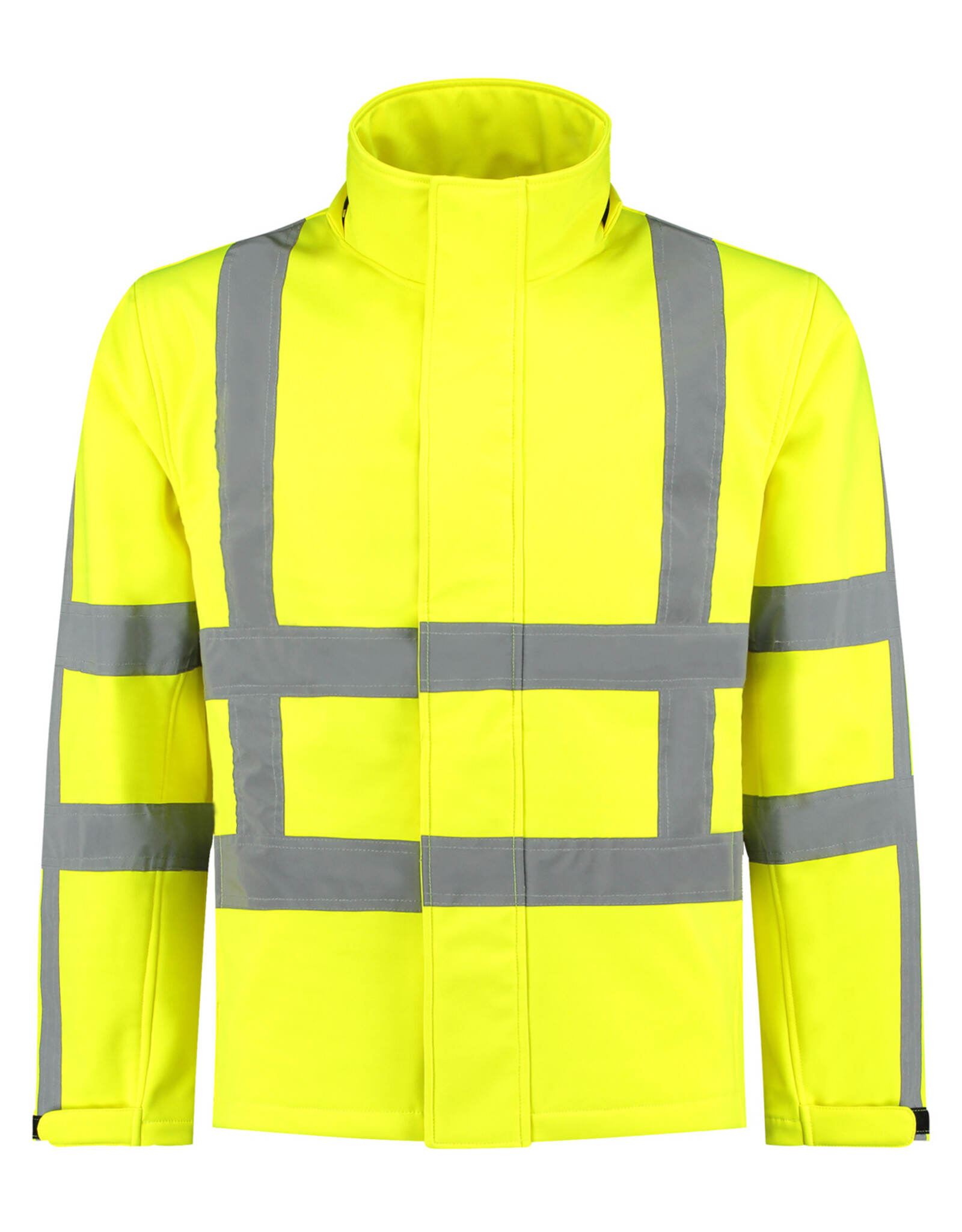 Verkeerswinkel RWS Softshell Jas GEEL met Capuchon & Reflecterende Strepen