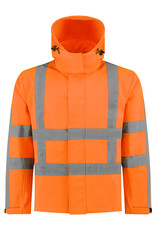 Verkeerswinkel RWS Softshell Jas ORANJE met Capuchon & Reflecterende Strepen