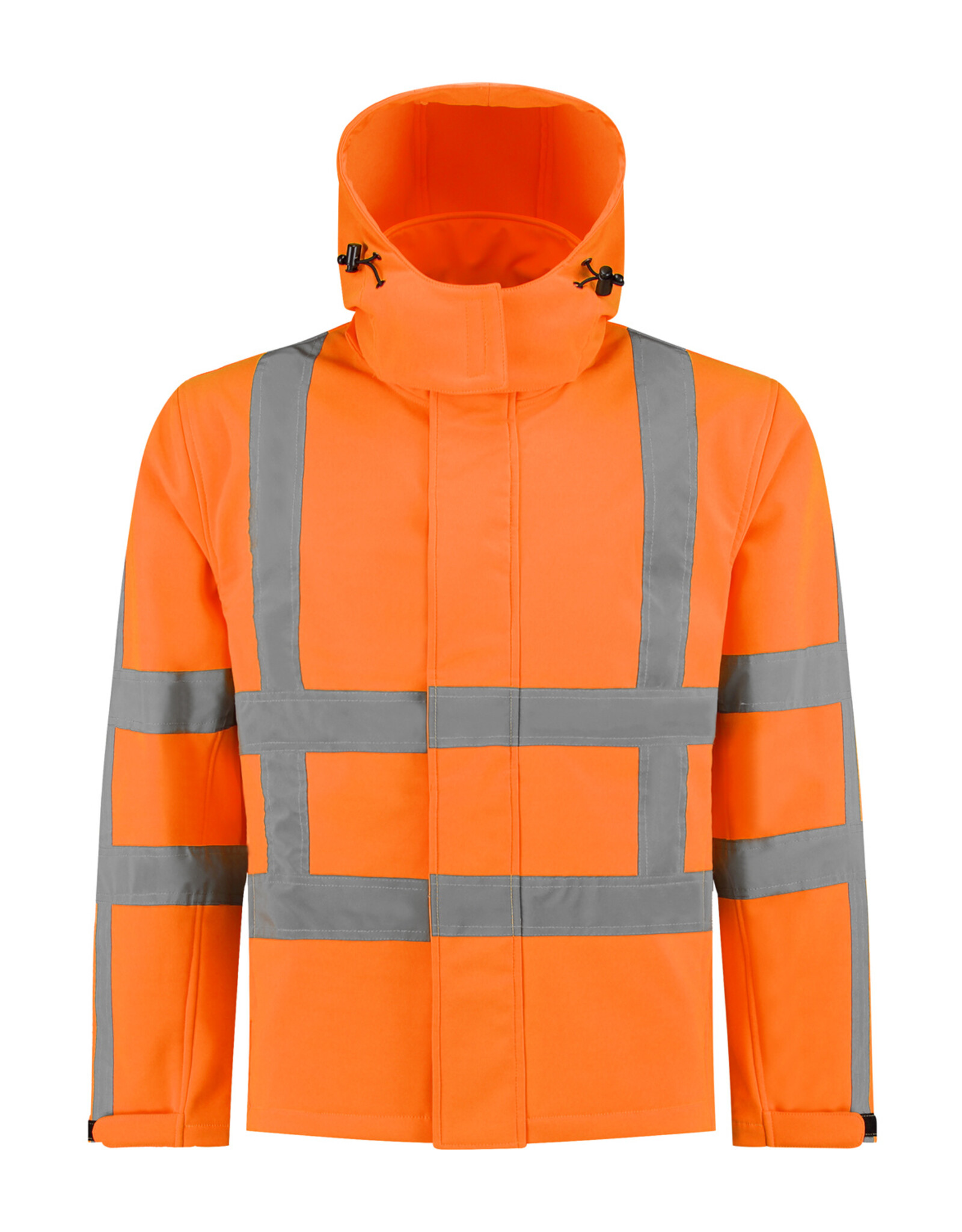 Verkeerswinkel RWS Softshell Jas ORANJE met Capuchon & Reflecterende Strepen