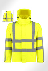 Verkeerswinkel RWS Softshell Jas GEEL met Capuchon & Reflecterende Strepen