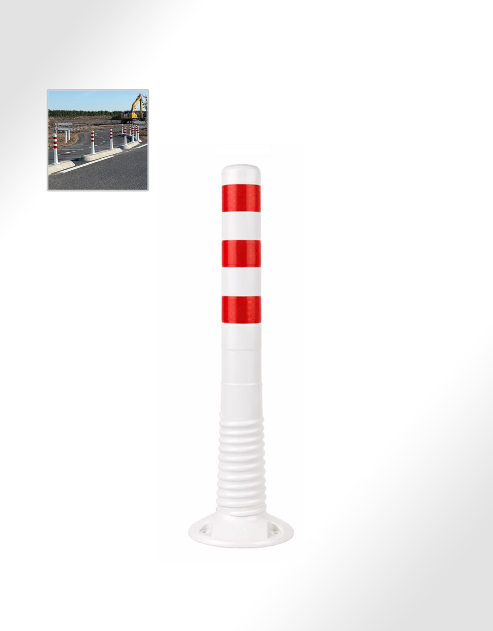 Ri-Traffic Flexibele Afzetpaal WIT ROOD / Plooibaken 75 CM