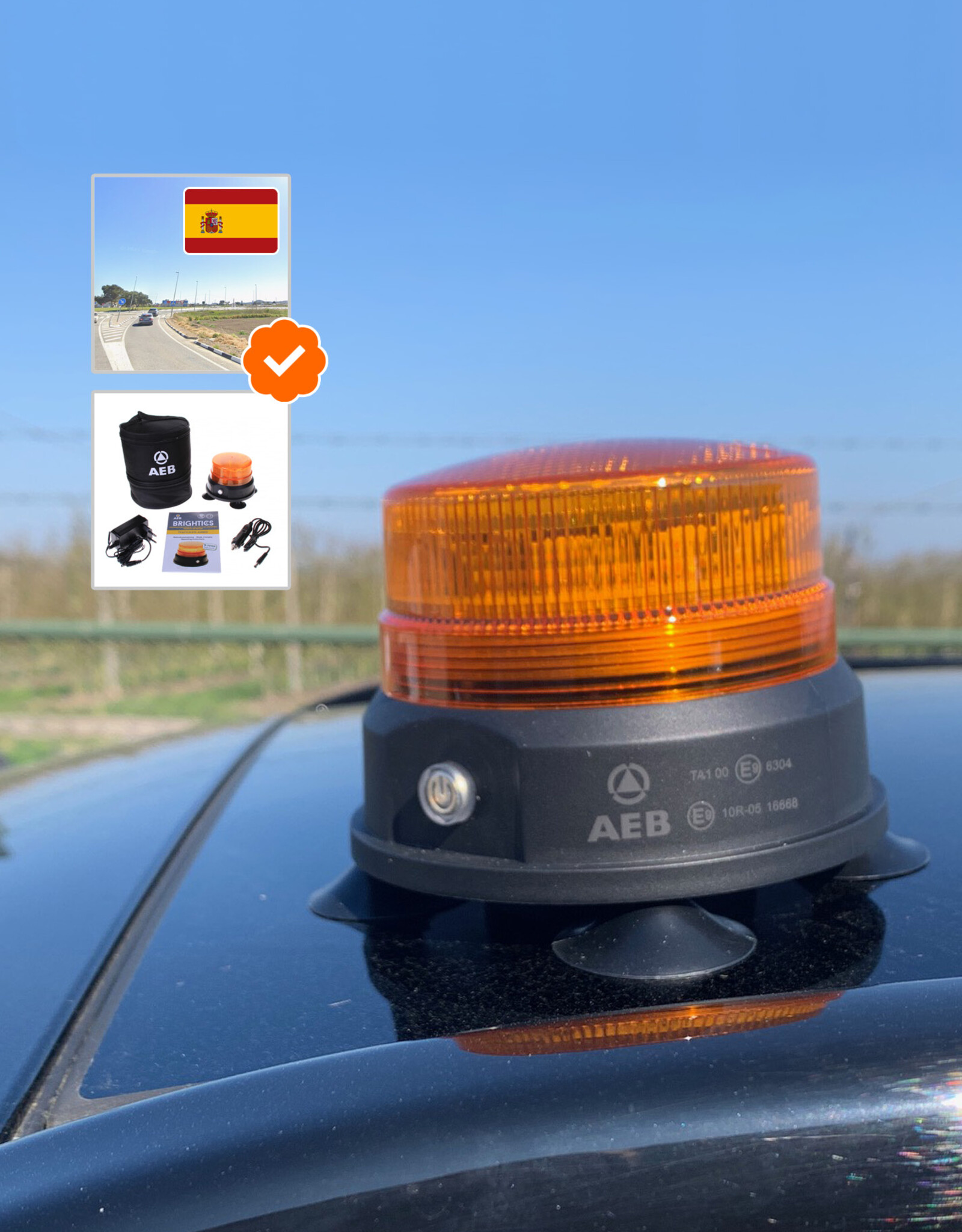 Ri-Traffic LED Zwaailamp Oranje met Oplaadbare Accu (DEKRA gekeurd)