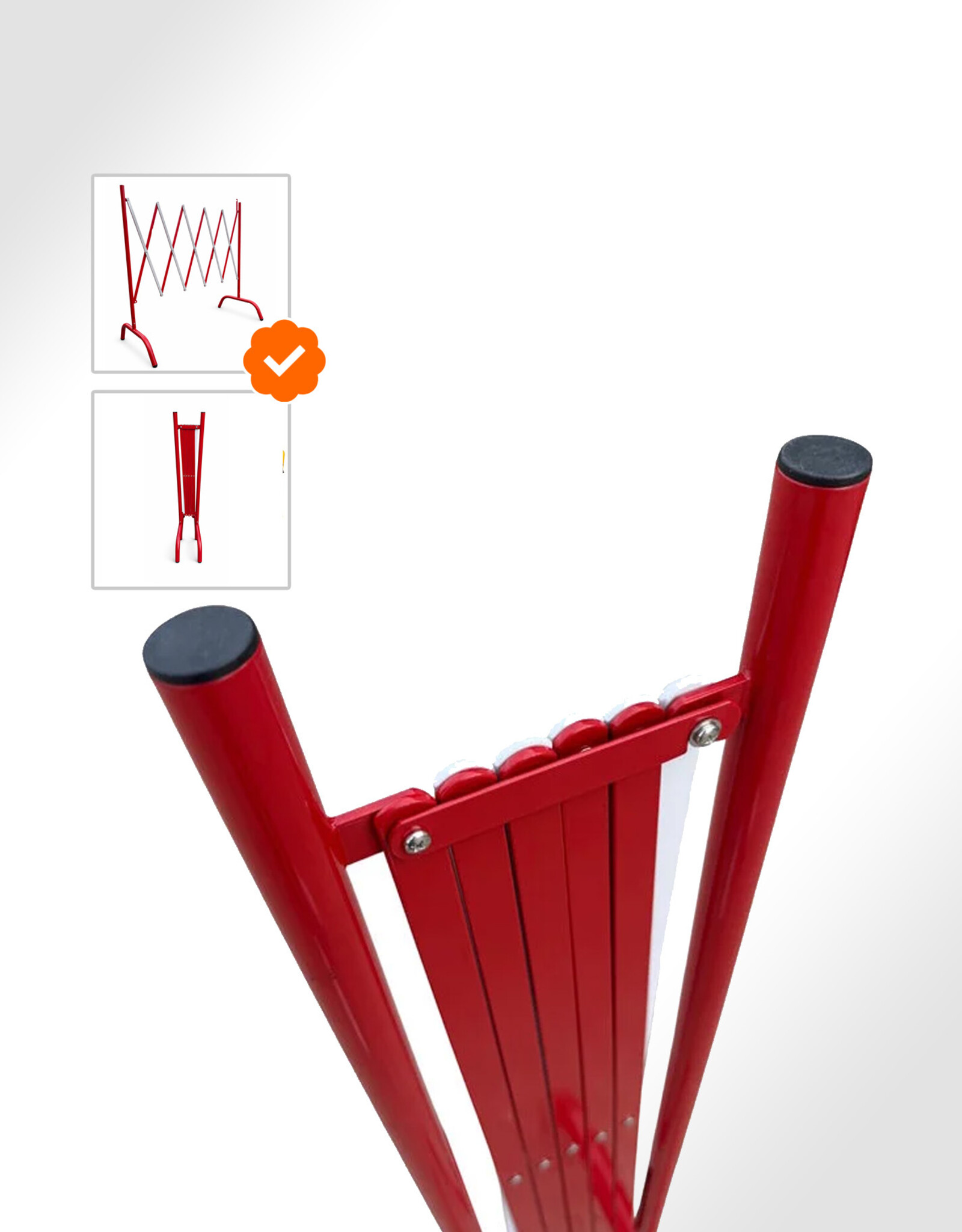 STRELLIS Uitschuifbaar Schaarhek Afzethek 2.5M Rood-Wit (Vouwhek)