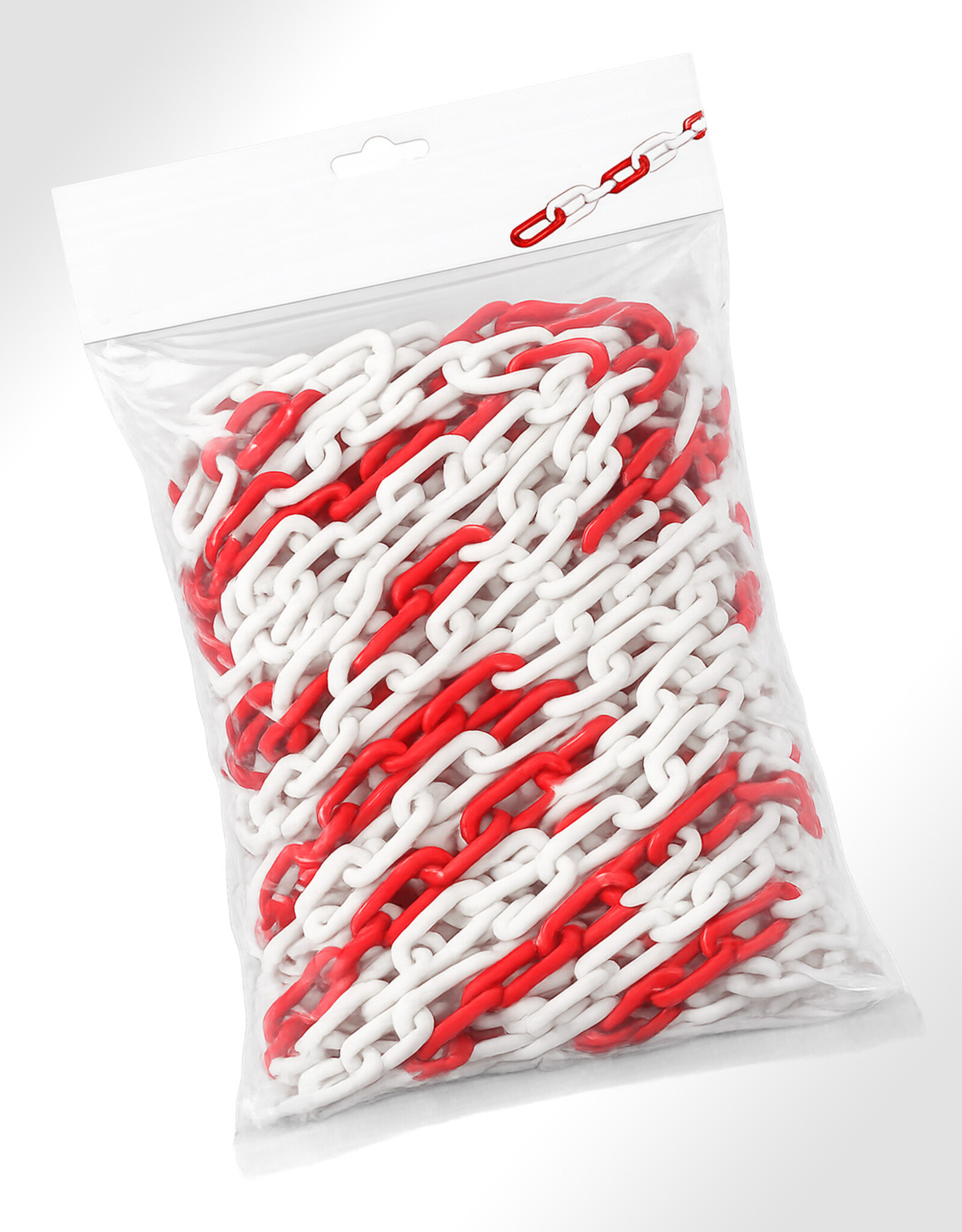 Verkeerswinkel Kunststof Afzetketting ROOD-WIT, 4mm (diameter) x 25 meter (lengte) | Schakelketting