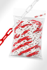 Verkeerswinkel Kunststof Afzetketting ROOD-WIT, 4mm (diameter) x 25 meter (lengte) | Schakelketting