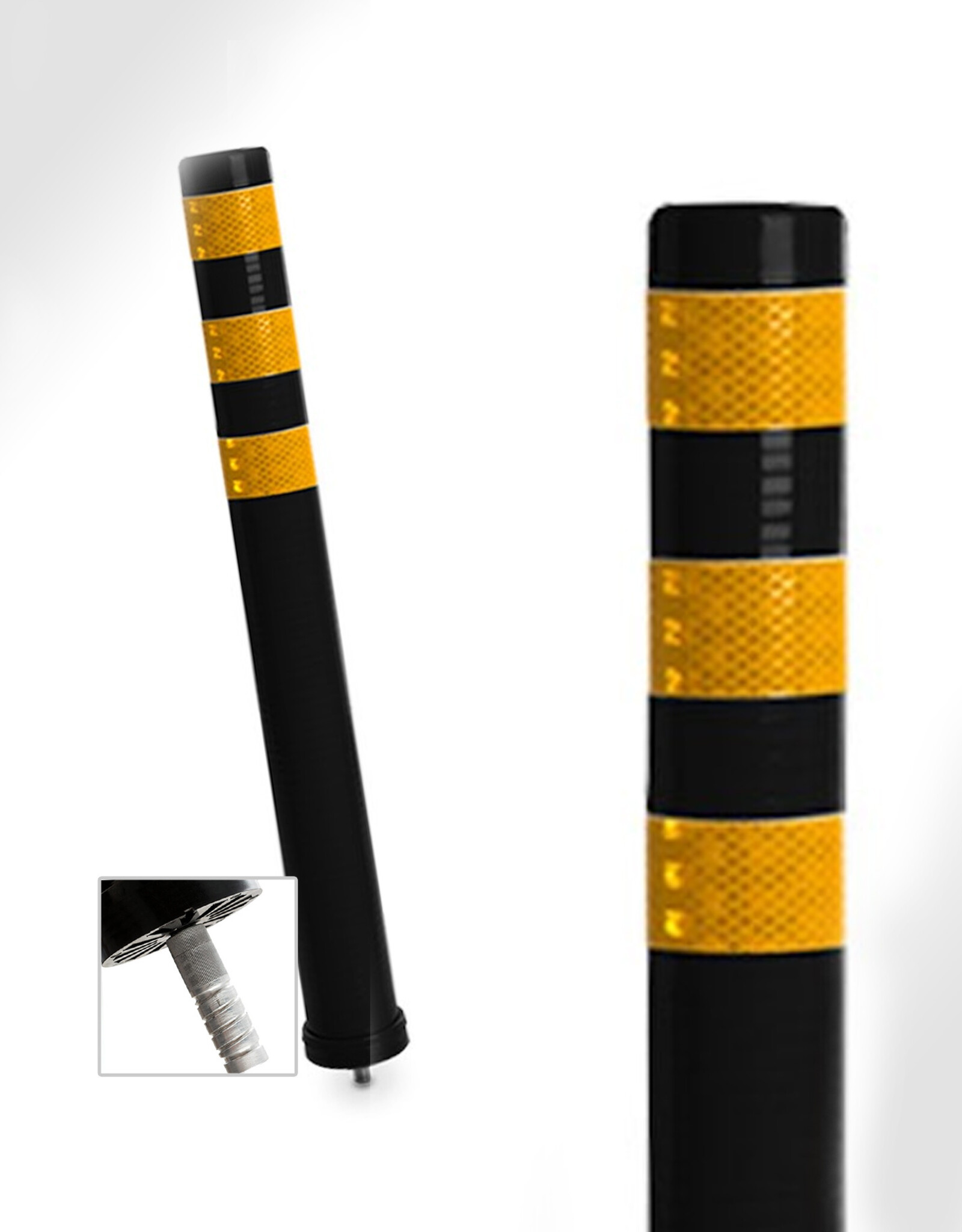 SmartFLEX Flexibele Afzetpaal 80cm ZWART met 3x Reflective Striping GEEL