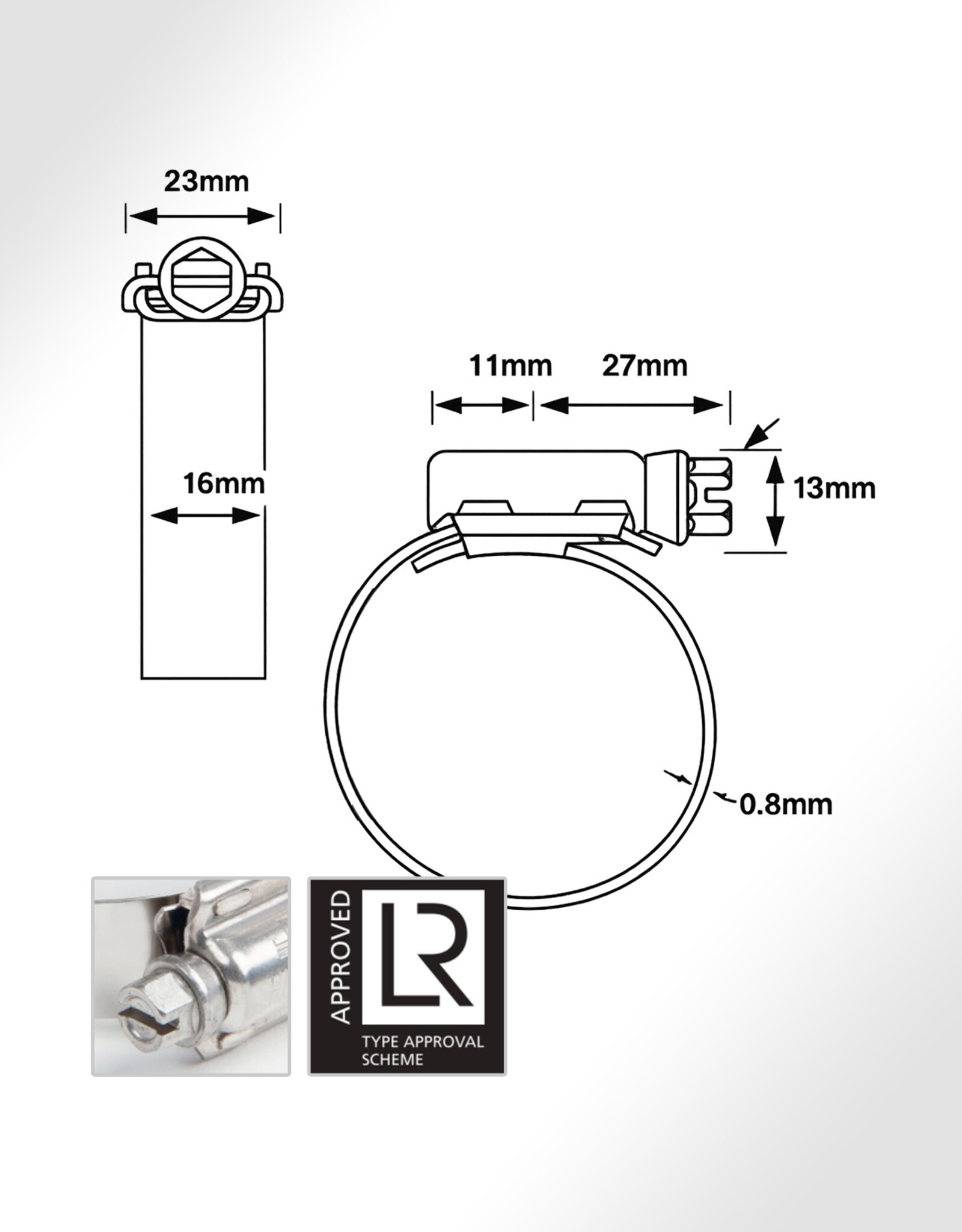 HI-TORQUE Heavy Duty Slangklemmen RVS Hi-Torque Klemband 32 mm tot 384 mm