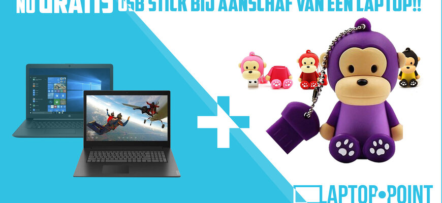 Dierendagaanbieding; Gratis aap USB stick bij aankoop van een laptop