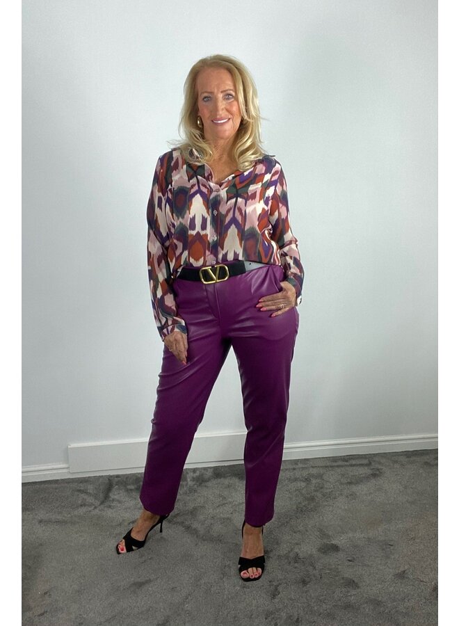 Lederlook pant purple